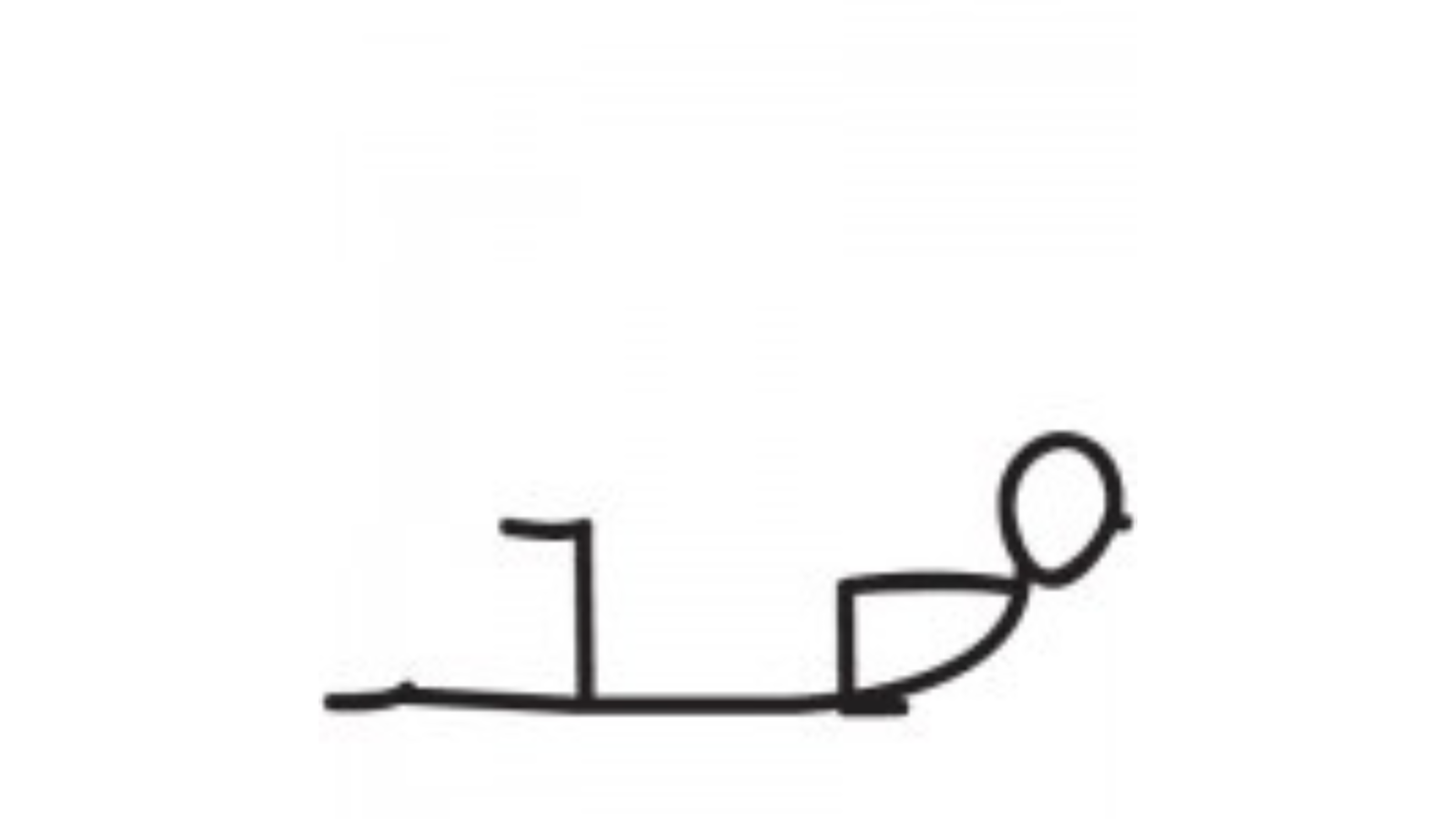 Yoga stick figure shows a good way to warm up your hamstrings.