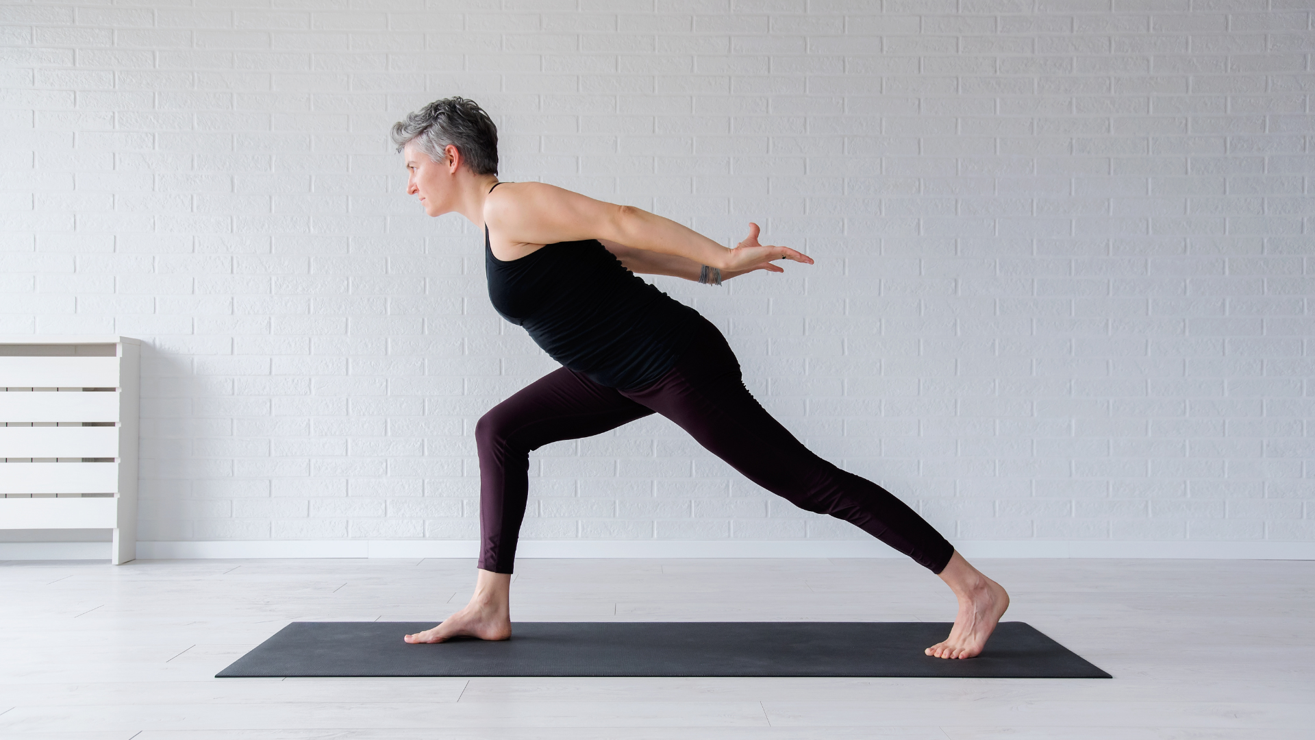 Mature woman and yoga practice