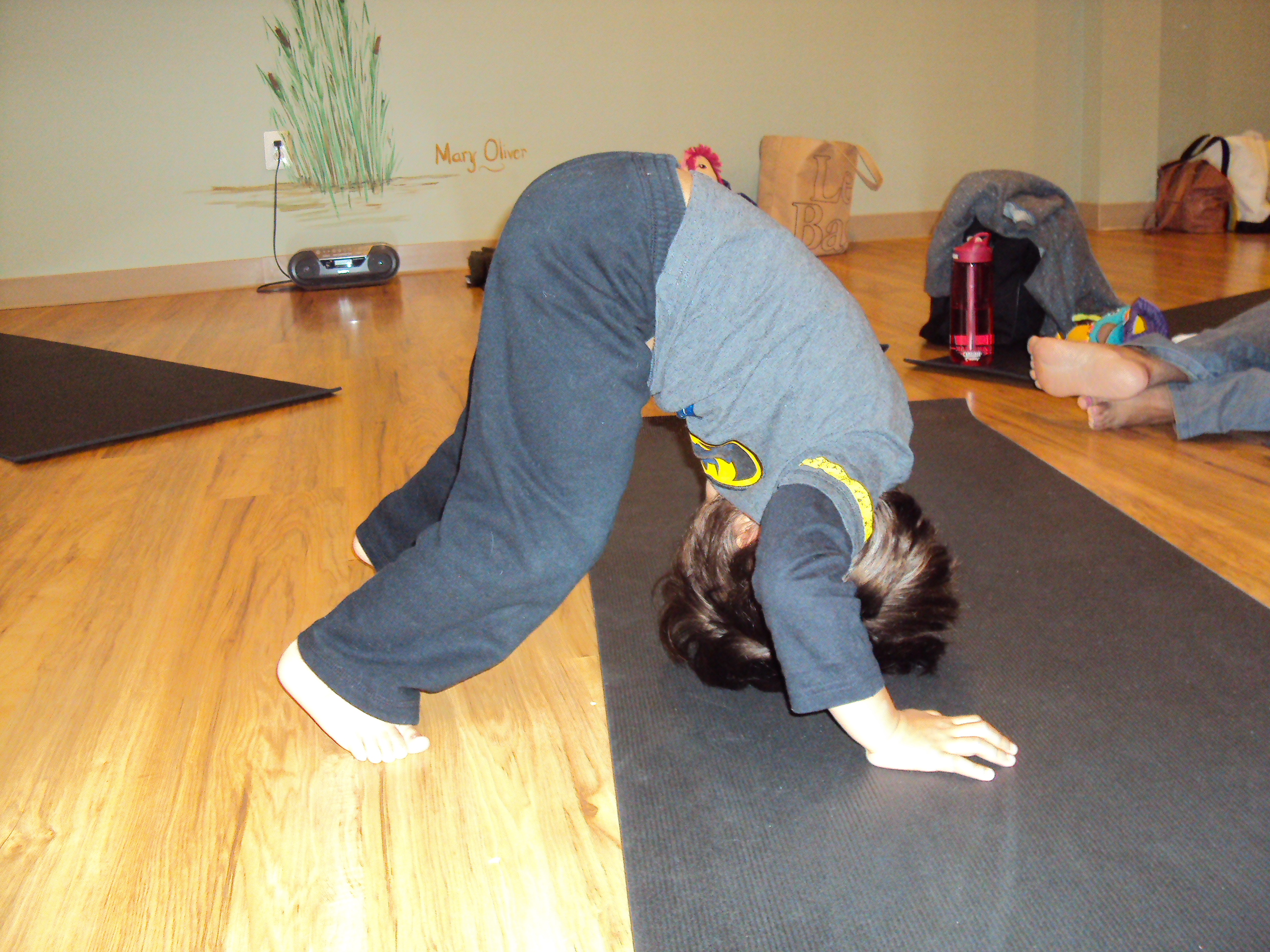 Child practicing yoga in Downward Facing Dog Pose (Adho Mukha Svanasana)