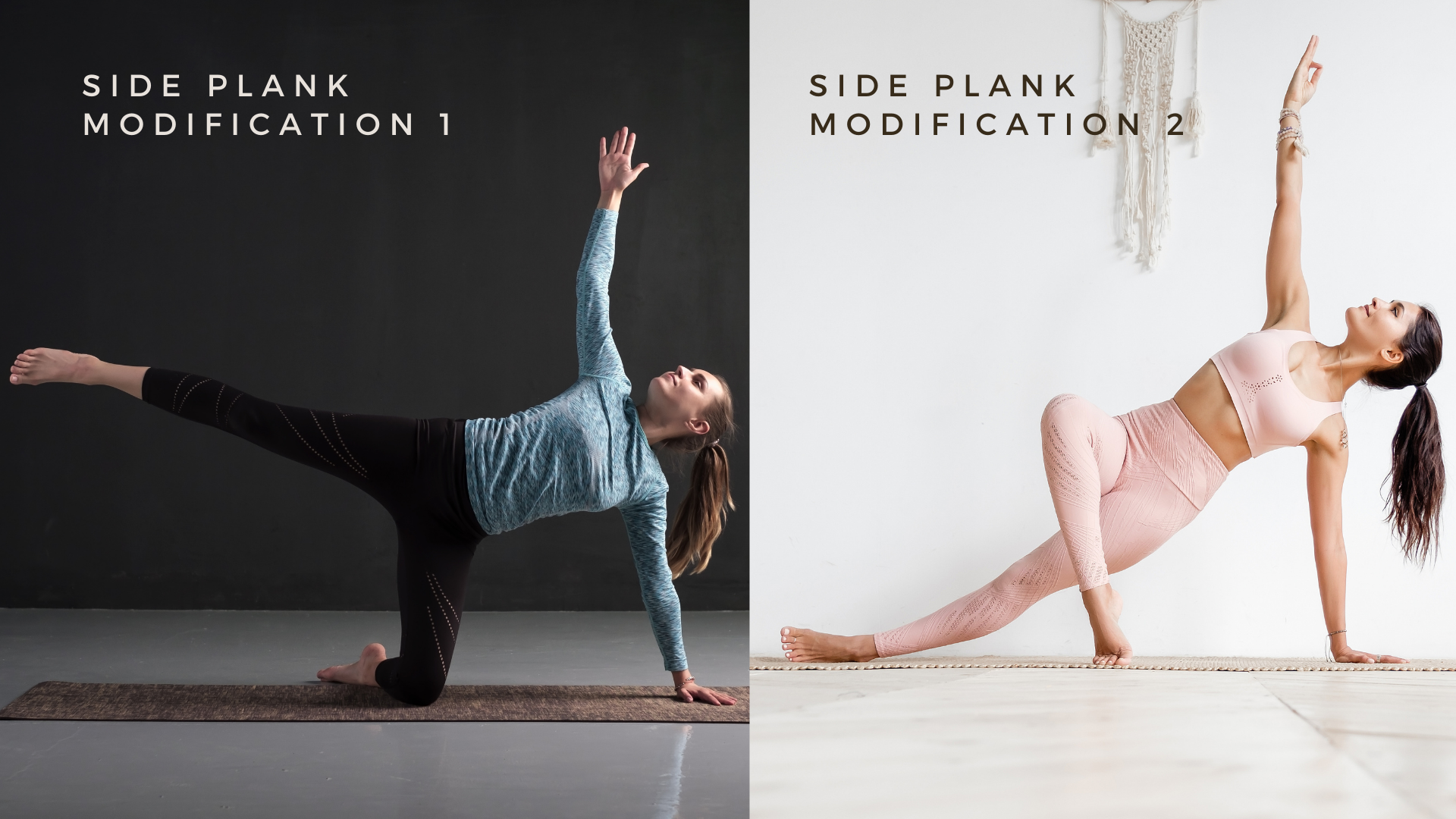 beginner yoga student demonstrating how to practice modifications of vasisthasana (also known as side plank pose)