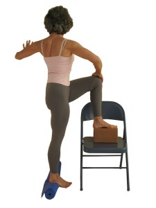 Twist with Chair, Gentle twist, yoga props, yoga for Osteoporosis