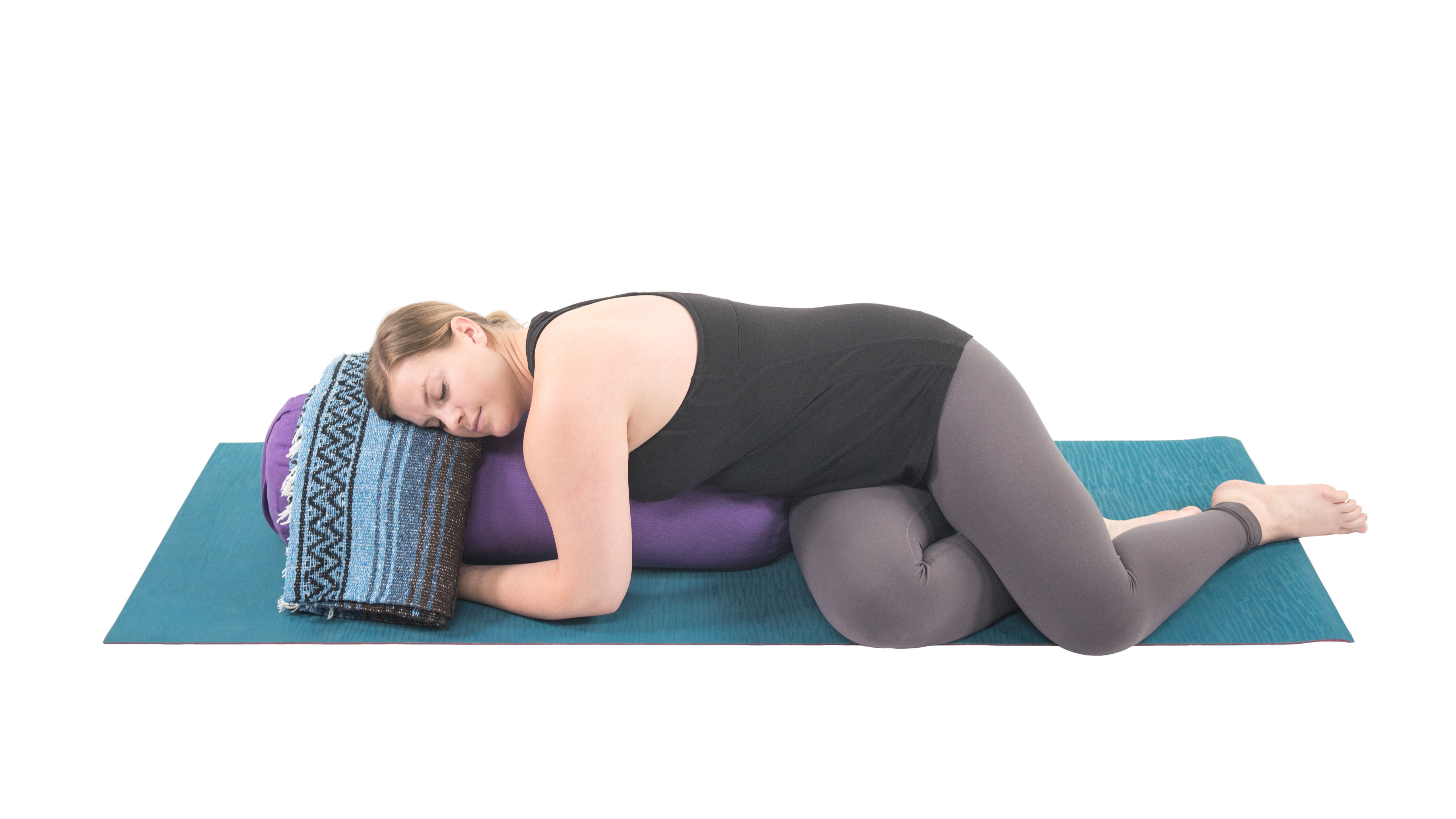 Restorative Twist, yoga with props, yoga to rest and restore, yoga for morning and evening