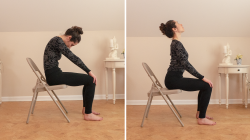 Woman practicing yoga Cat (Marjaiasana) and Cow Pose (Bitilasana)