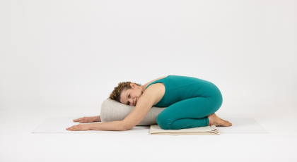 Restorative Child's Pose or Restorative Balasana Pose.